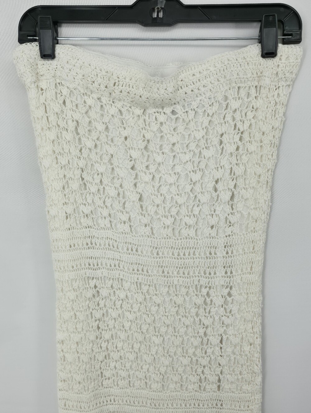 ❌️SOLD❌️M. Nicole Evening White Crochet Strapless Coastal Boho Maxi Dress Large - Picture 3 of 15